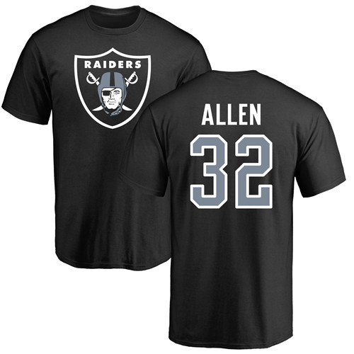 Men Oakland Raiders Black Marcus Allen Name and Number Logo NFL Football #32 T Shirt